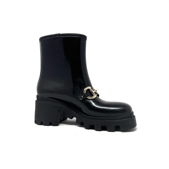 Gucci Shoes - Gucci Black Horsebit Rubber Rain Boots – Size 8 Ankle Booties